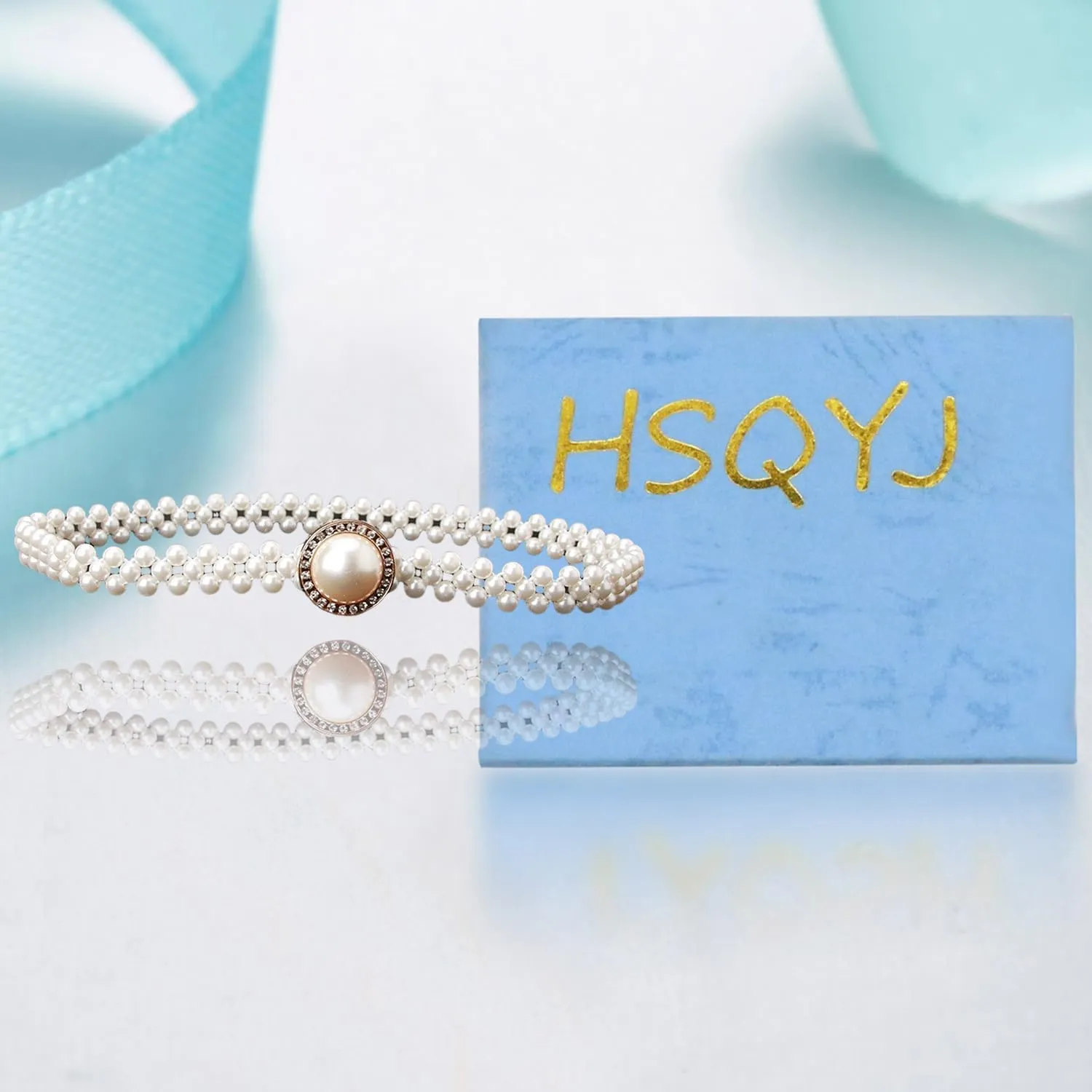 HSQYJ Pearl Elastic Chain Belt Adjustable Stretchy Metal Crystal Flower Buckle Waist Belt Western Body Jewelry for Women Girl