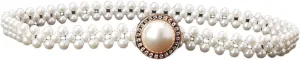 HSQYJ Pearl Elastic Chain Belt Adjustable Stretchy Metal Crystal Flower Buckle Waist Belt Western Body Jewelry for Women Girl