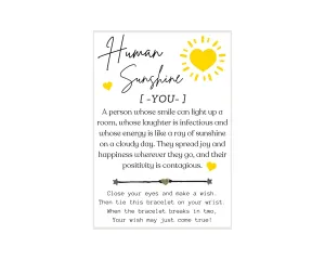 Human Sunshine Definition Card, Wish Bracelet, Best Friend Gifts, Positivity, Encouragement Inspire, Gift for Friends, Friendship Gifts, Bestie Gift, Birthday Card, Birthday Gifts, Inspiring Gifts