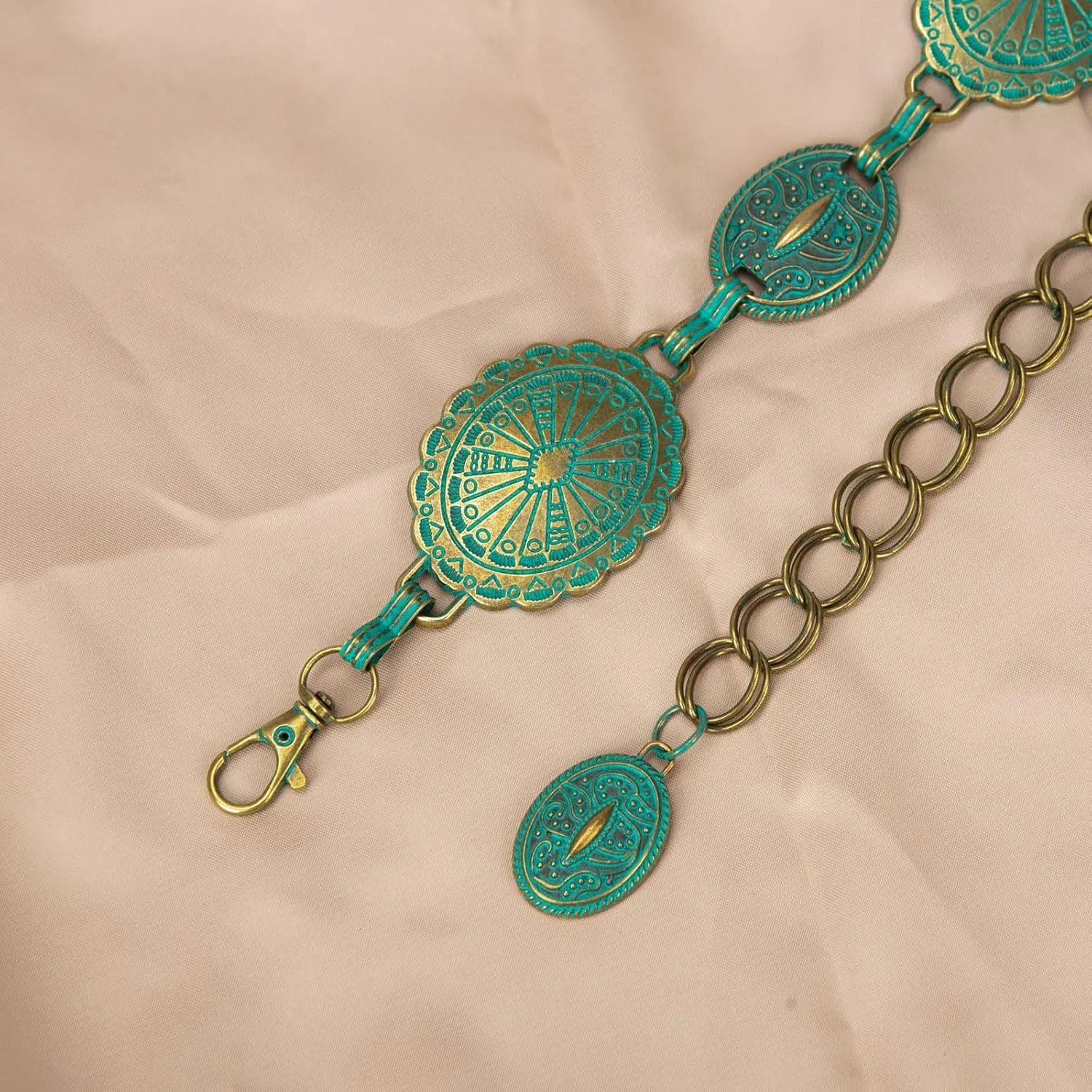 ILuvatar Waist Chain Women's Metal Dress With Sweater Gold Retro Turquoise Stone Punk Belt Concho Western Belts
