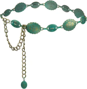 ILuvatar Waist Chain Women's Metal Dress With Sweater Gold Retro Turquoise Stone Punk Belt Concho Western Belts