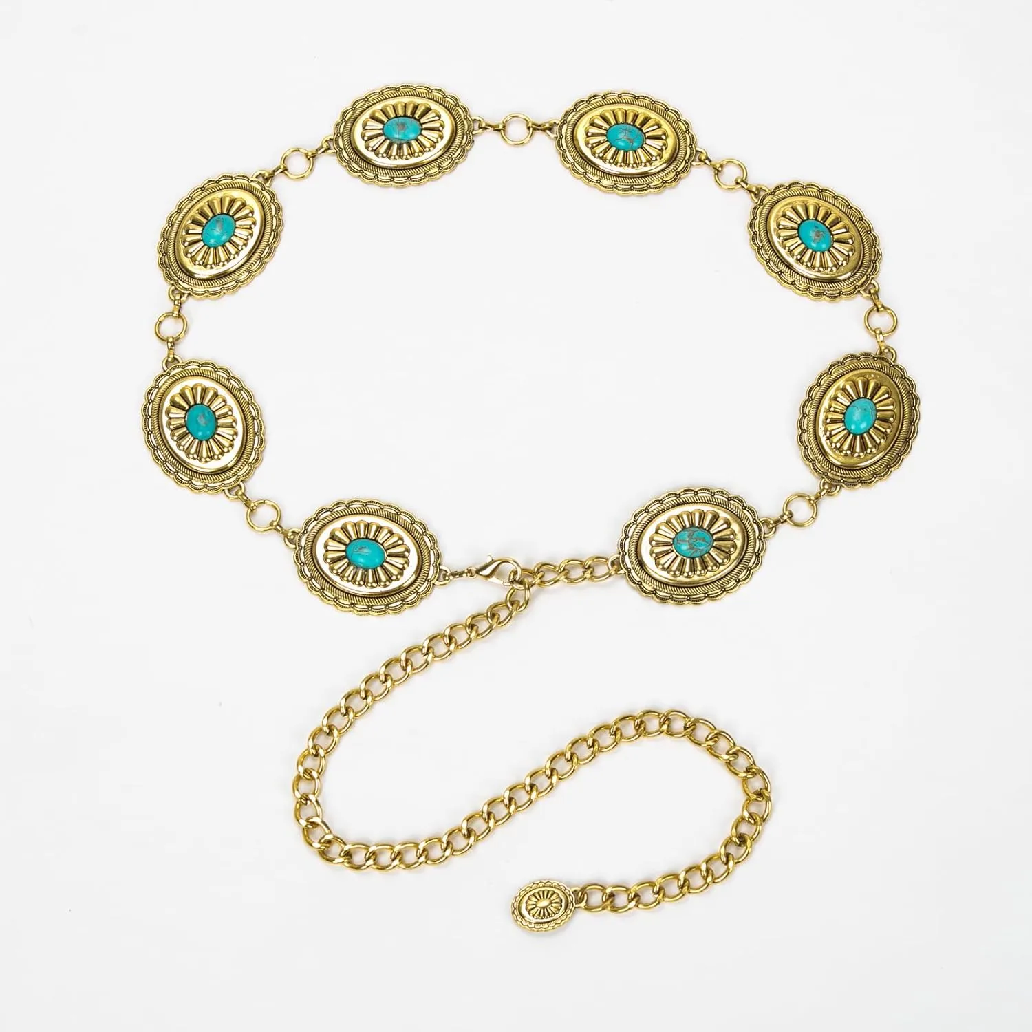ILuvatar Waist Chain Women's Metal Dress With Sweater Gold Retro Turquoise Stone Punk Belt Concho Western Belts