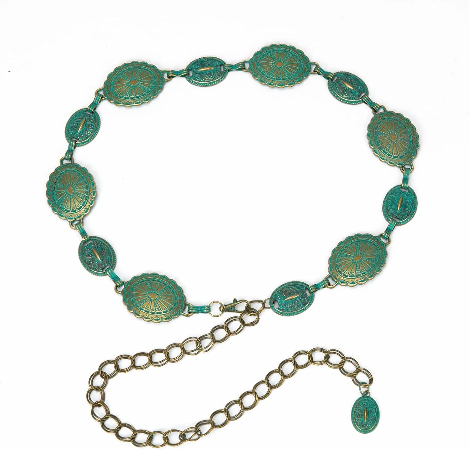 ILuvatar Waist Chain Women's Metal Dress With Sweater Gold Retro Turquoise Stone Punk Belt Concho Western Belts