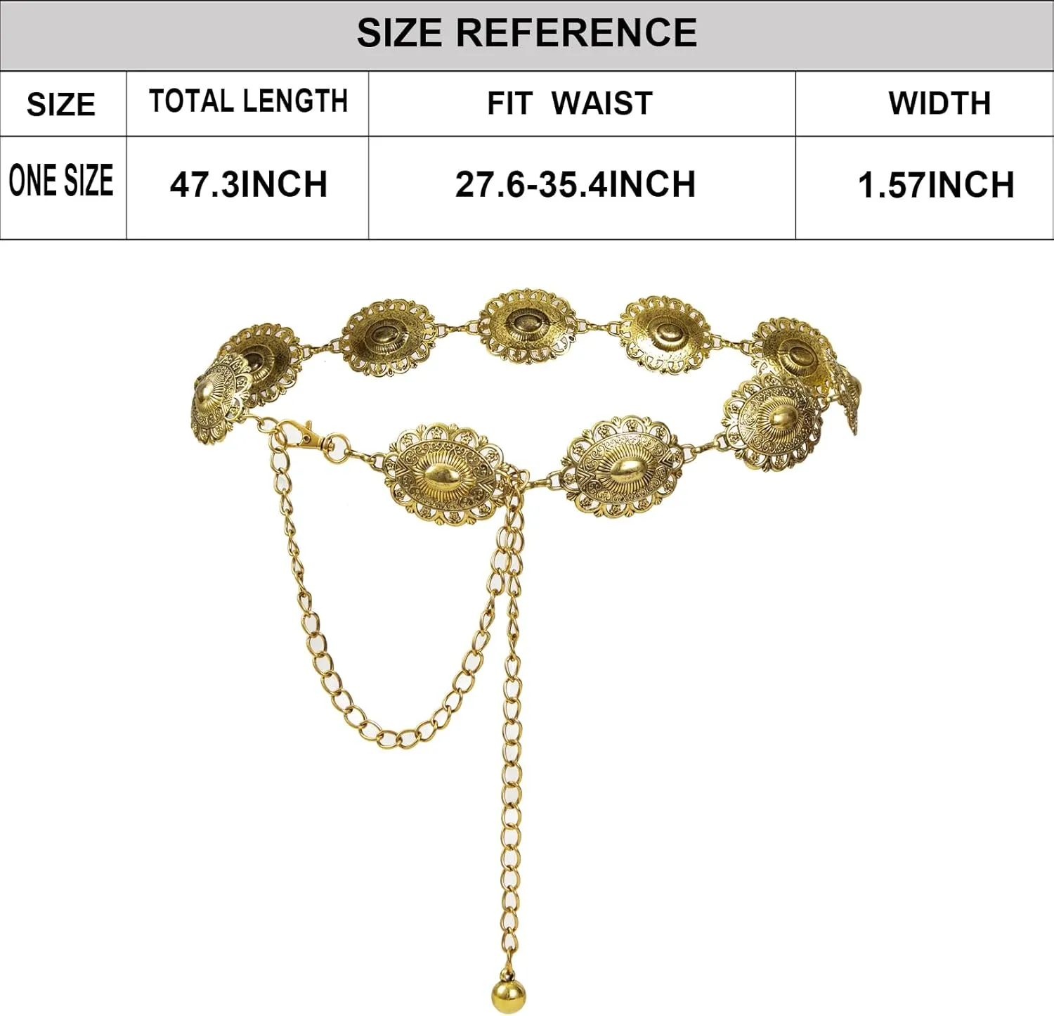 ILuvatar Waist Chain Women's Metal Dress With Sweater Gold Retro Turquoise Stone Punk Belt Concho Western Belts