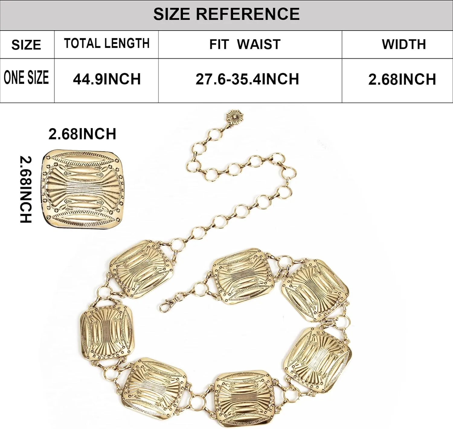 ILuvatar Waist Chain Women's Metal Dress With Sweater Gold Retro Turquoise Stone Punk Belt Concho Western Belts