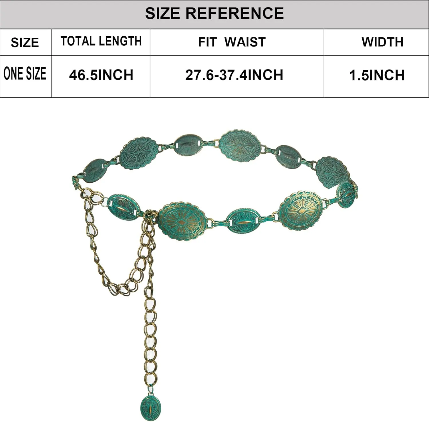 ILuvatar Waist Chain Women's Metal Dress With Sweater Gold Retro Turquoise Stone Punk Belt Concho Western Belts