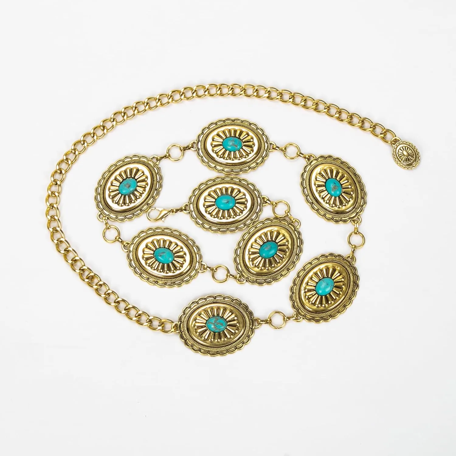 ILuvatar Waist Chain Women's Metal Dress With Sweater Gold Retro Turquoise Stone Punk Belt Concho Western Belts