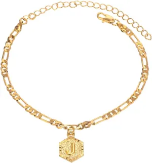Initial Ankle Bracelets for Women Men, 18K Gold Silver Figaro Cuban Link Anklet Bracelet for Women Teen Girls, Custom Name Gold Anklet with Initials