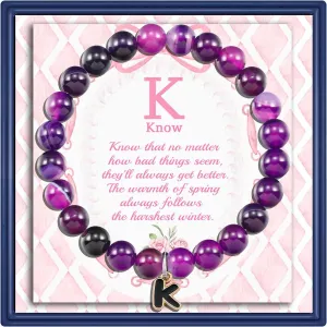 Initial Bracelets Gift for Women Happy Birthday Gifts for Women Birthday Gifts Initial Bracelet with A-Z Inspirational Meanings Explained for Women With Jewelry Box
