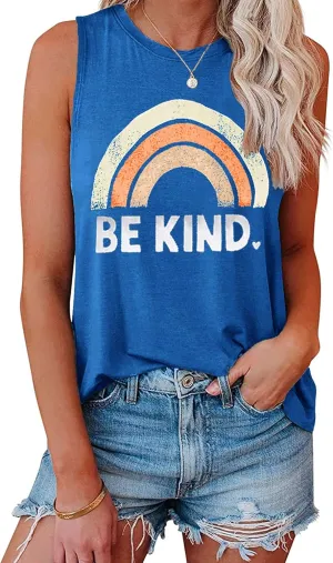 IRISGOD Womens Tank Tops Loose Fit Summer Cute Graphic Sleeveless Shirts Workout Basic Tunic