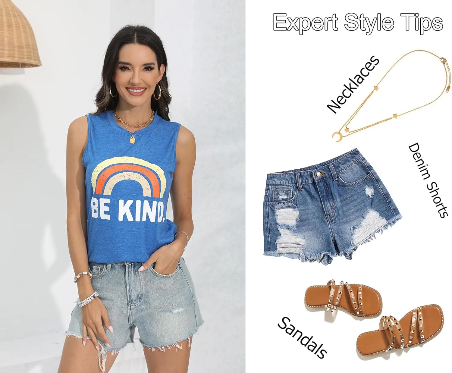 IRISGOD Womens Tank Tops Loose Fit Summer Cute Graphic Sleeveless Shirts Workout Basic Tunic
