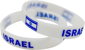 Israel Bracelets Silicone - Israel Flag Bracelet Bulk Pack, Unisex One Size Fits All - Solidarity Wristband Bangle for Men & Women, Israeli Wristbands
