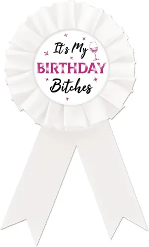 It's My Birthday Tinplate Badge Pin, Happy Birthday Button Pin, Funny Birthday White Rosette Badge Pin for Boys and Girls, Brooch Buttons for 18th/21st/30th Birthday Party