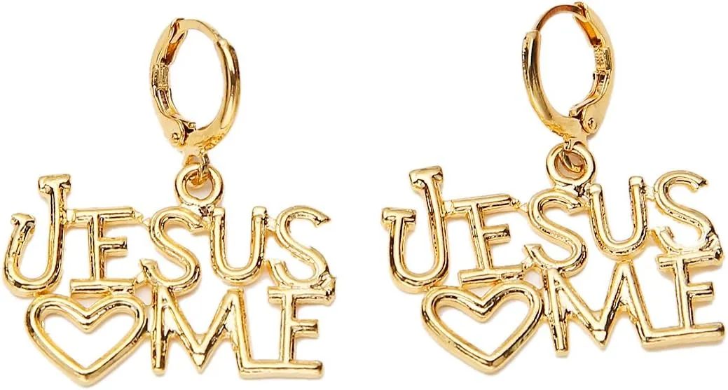 Jesus Love Me Heart Earrings For Men Women Gold Color Christ Savior Redeemer Deliverer Earrings Jewelry