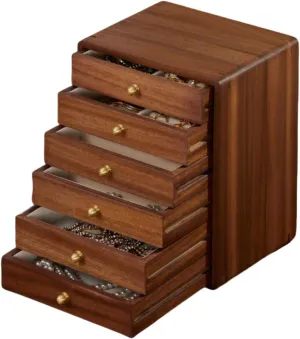 Jewelry Box for Women Girls, Wooden Jewelry Box Organizer Functional With Drawers, 6 Layers Jewelry Storage Organizer for Earring, Ring, Necklace, Bracelets