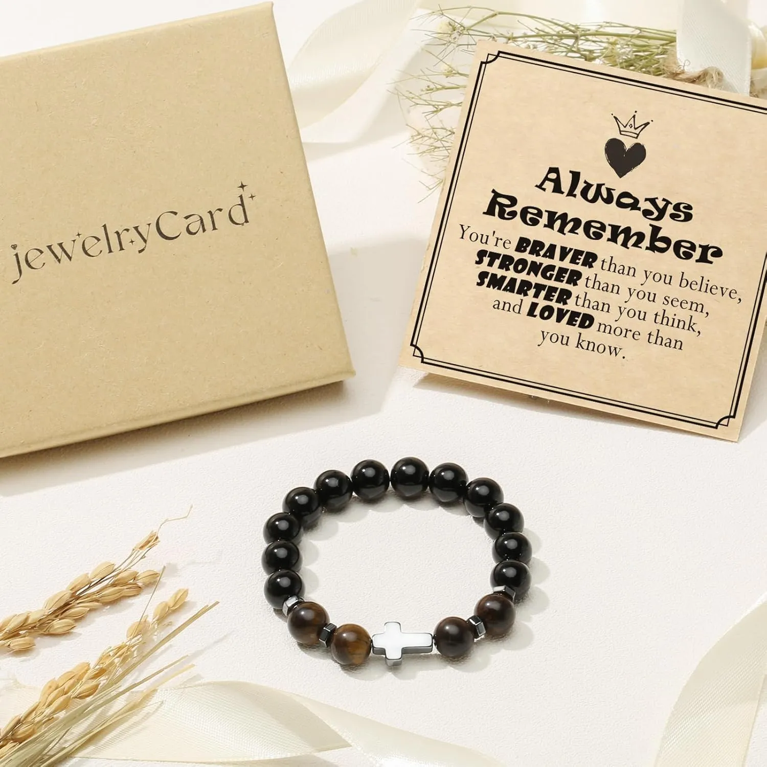 Jewelry&Card Mothers Day Gifts for Women Teen Girls, Beaded Bracelet for Women, Inspirational Heart Bracelets, Easter Birthday Gifts for Teen Girls, Daughter, Niece, Sister, Best Friend