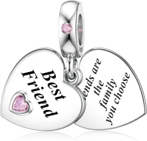 JIAYIQI Mother Sister Daughter Wife Charms Fit Charms Bracelet Necklace with Double Heart Love Charms 925 Sterling Silver Beads for Women Jewelry