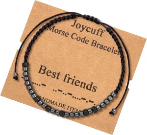 JoycuFF Inspirational Morse Code Bracelets for Men Women Mothers Day Fathers Day Birthday Christmas Gifts for Mom Mother Father Daughter Aunt Grandmother Jewelry Cord Wrap Memorial Graduation