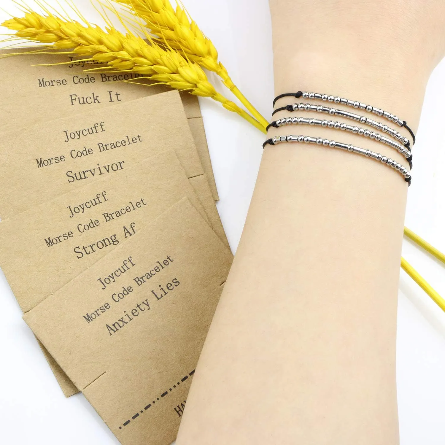 JoycuFF Morse Code Bracelets for Women Funny Inspirational Jewelry Gifts for Her Mom Daughter Sister Best Friend Adjustable Silk Beaded Wrap Bracelet 