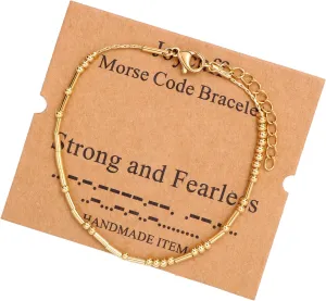 JoycuFF Morse Code Bracelets for Women Gifts for Her Mom Daughter Sister Best Friend Funny Inspirational Jewelry Adjustable Silk Beaded Wrap Bracelet