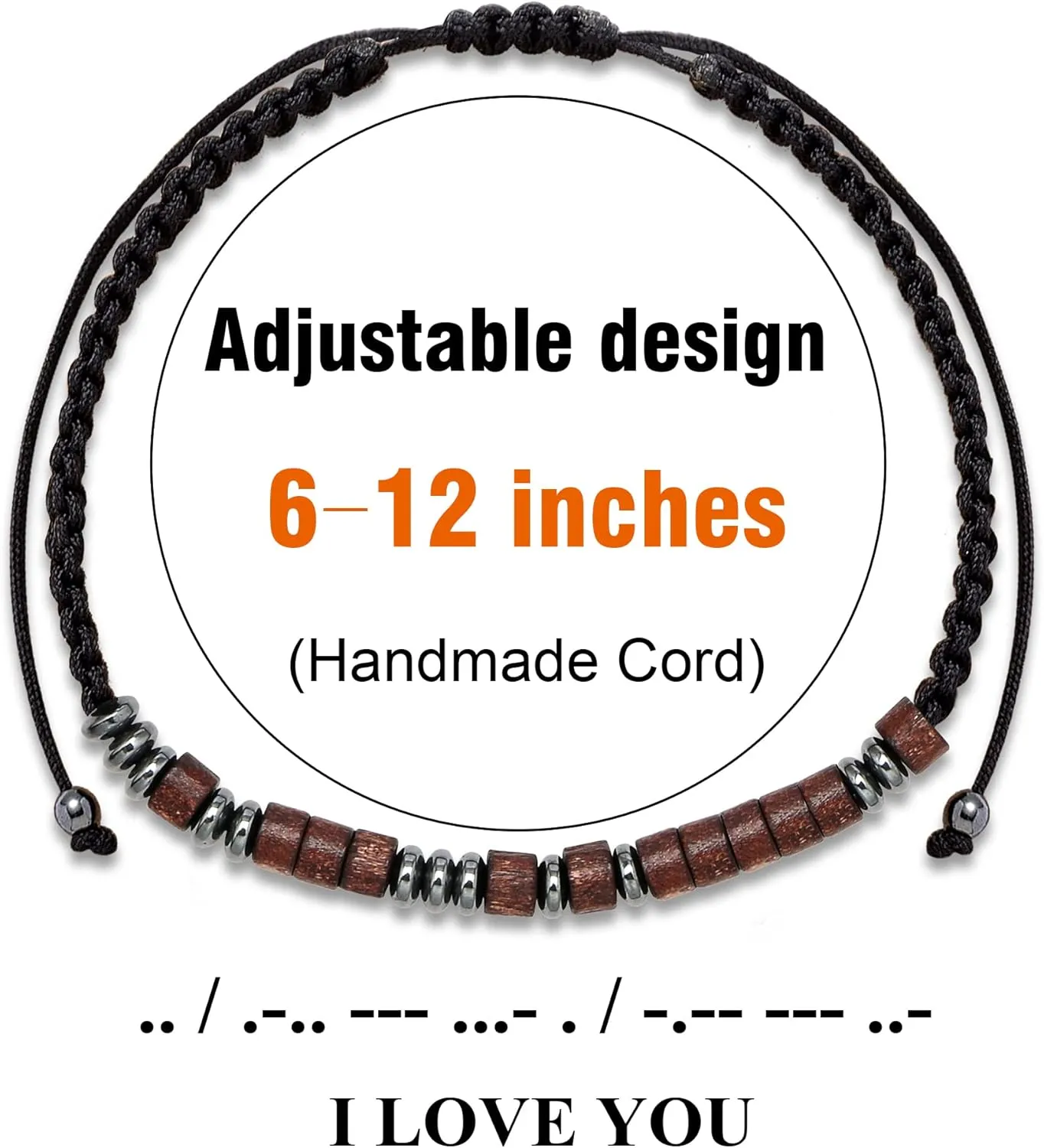 JoycuFF Morse Code Bracelets for Women Men Anniversary Birthday Gifts for Best Friend Mom Daughter Granddaughter Son Boyfriend Girlfriend Husband Wrap Strand Wood Bracelet
