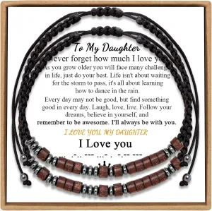 JoycuFF Morse Code Bracelets for Women Men Anniversary Birthday Gifts for Best Friend Mom Daughter Granddaughter Son Boyfriend Girlfriend Husband Wrap Strand Wood Bracelet