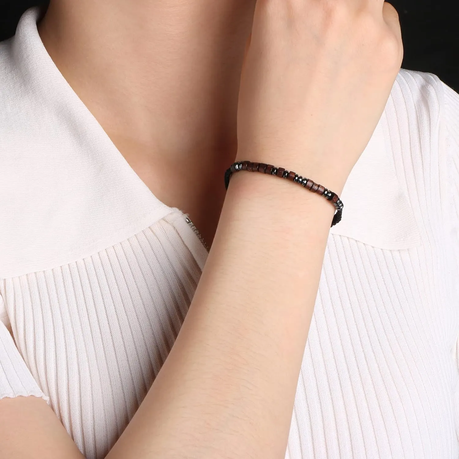JoycuFF Morse Code Bracelets for Women Men Anniversary Birthday Gifts for Best Friend Mom Daughter Granddaughter Son Boyfriend Girlfriend Husband Wrap Strand Wood Bracelet