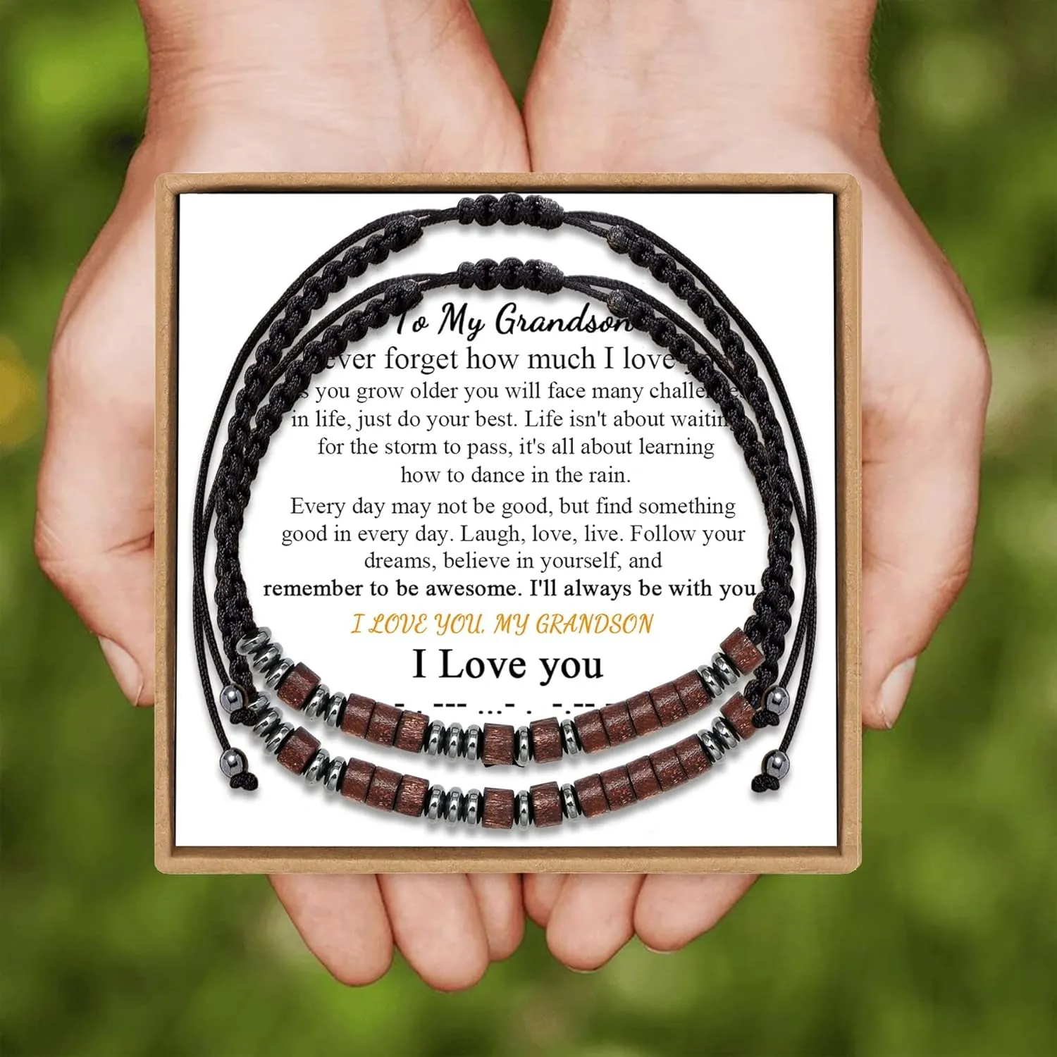 JoycuFF Morse Code Bracelets for Women Men Anniversary Birthday Gifts for Best Friend Mom Daughter Granddaughter Son Boyfriend Girlfriend Husband Wrap Strand Wood Bracelet