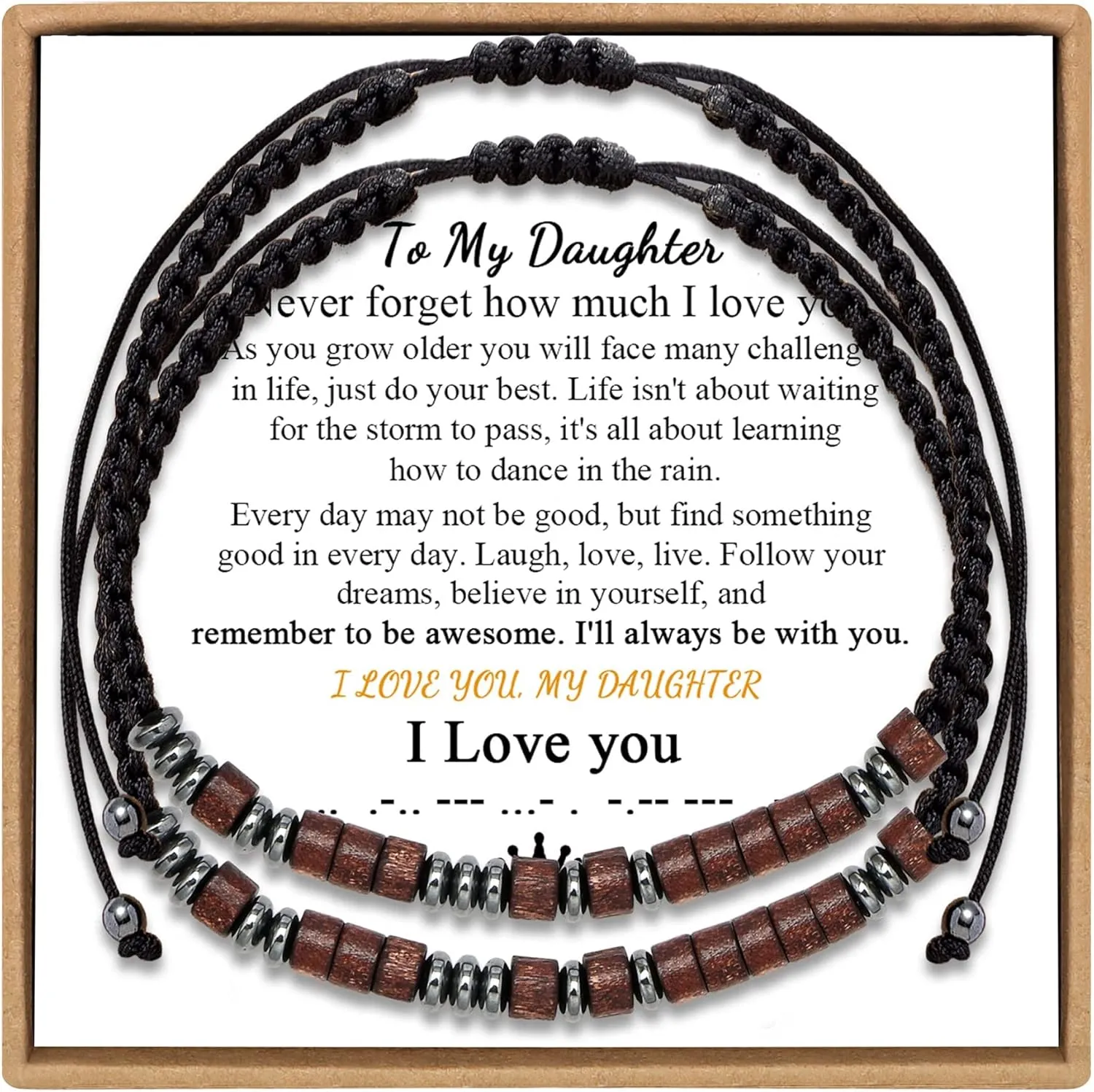 JoycuFF Morse Code Bracelets for Women Men Anniversary Birthday Gifts for Best Friend Mom Daughter Granddaughter Son Boyfriend Girlfriend Husband Wrap Strand Wood Bracelet