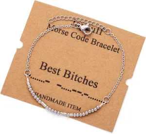 JoycuFF Morse Code Bracelets Gifts for Women Teen Girls, Inspirational Secret Message Bracelet for Women, Fashion Encouragement Ideas Gifts for Daughter Sister Mom Friends