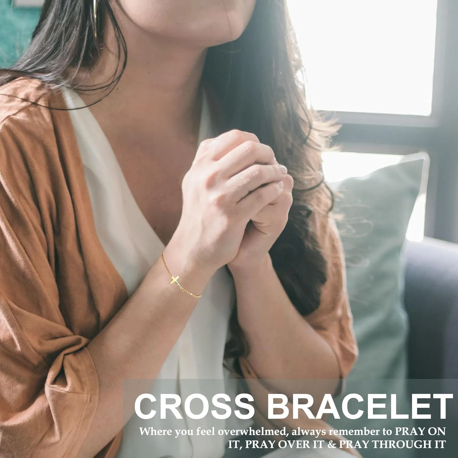 JSJOY Cross Bracelets for Women Dainty Gold Religious Cross Bracelet Christian Jewelry Confirmation Gifts for Her Easter Baptism Inspirational Engraved Bible Verse Bracelet