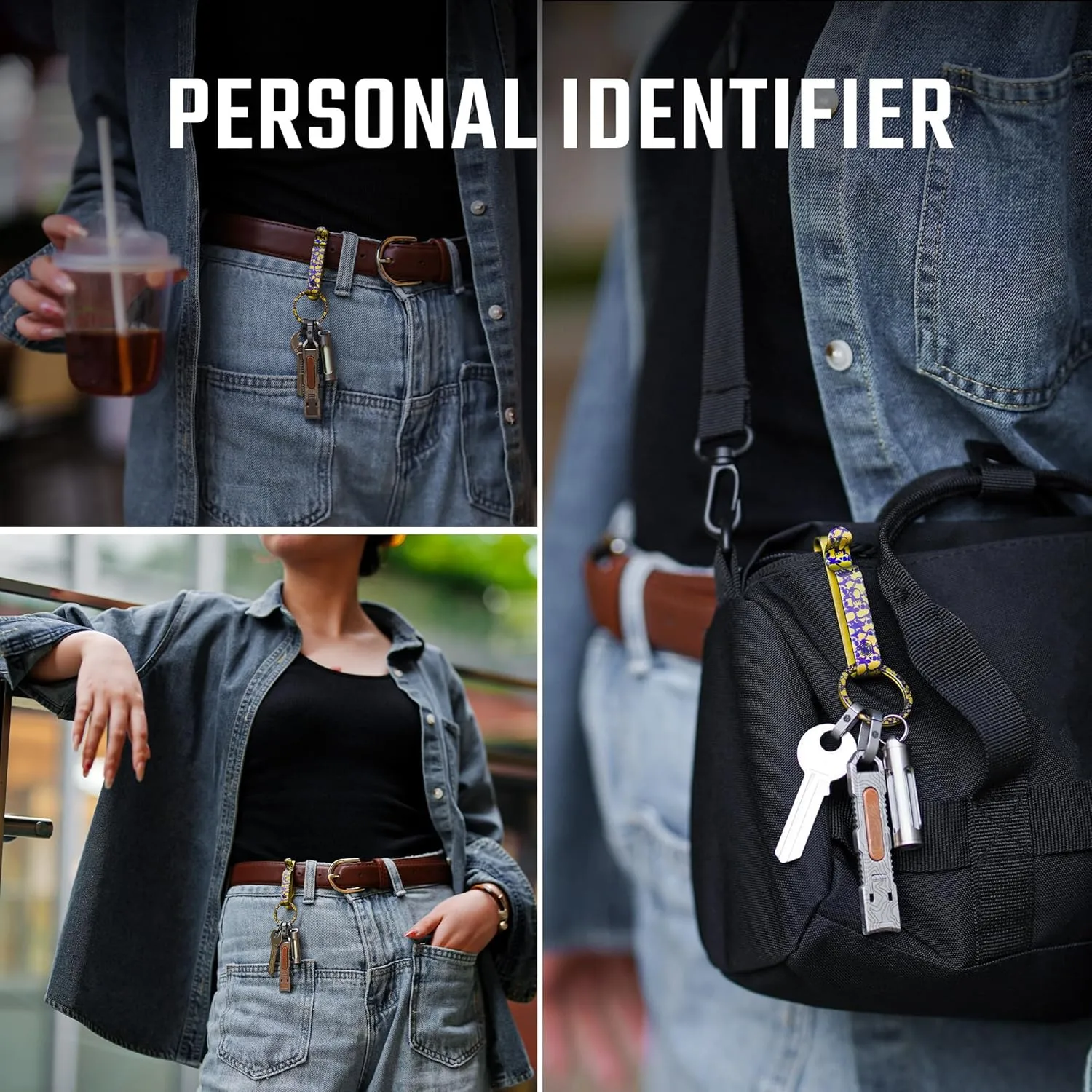 KeyUnity KM00 Titanium Belt Loop Keychain Clip Double Side Quick Release Key Holder with Detachable Key Ring