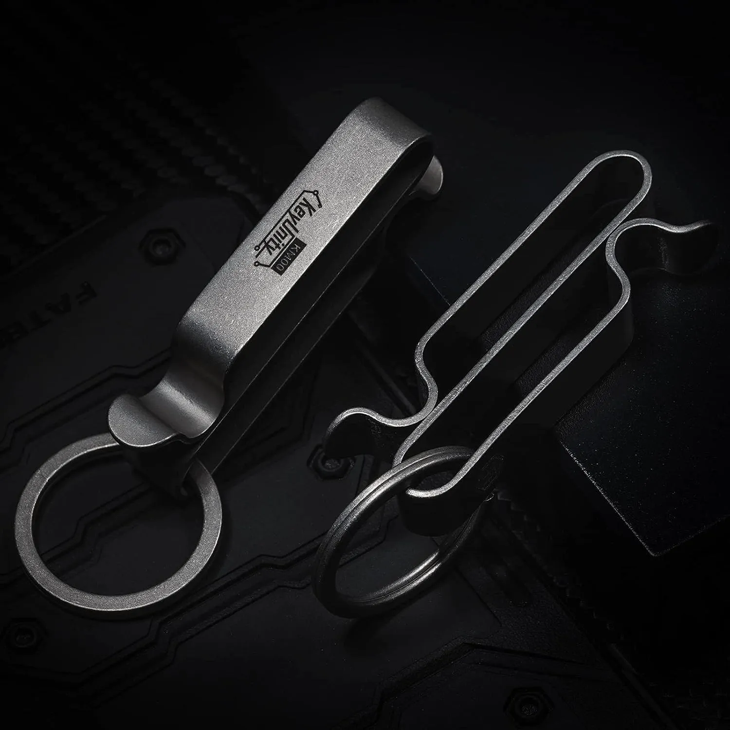 KeyUnity KM00 Titanium Belt Loop Keychain Clip Double Side Quick Release Key Holder with Detachable Key Ring