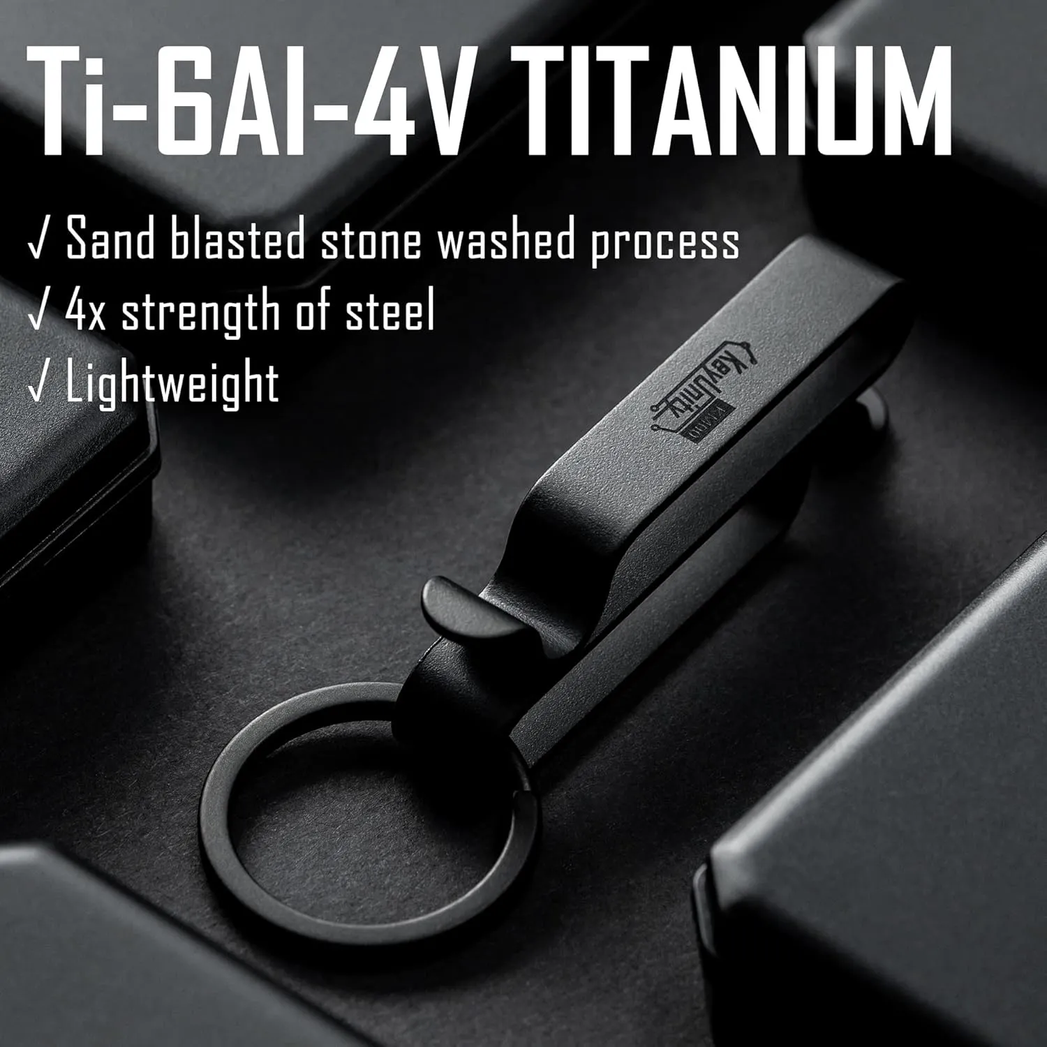 KeyUnity KM00 Titanium Belt Loop Keychain Clip Double Side Quick Release Key Holder with Detachable Key Ring