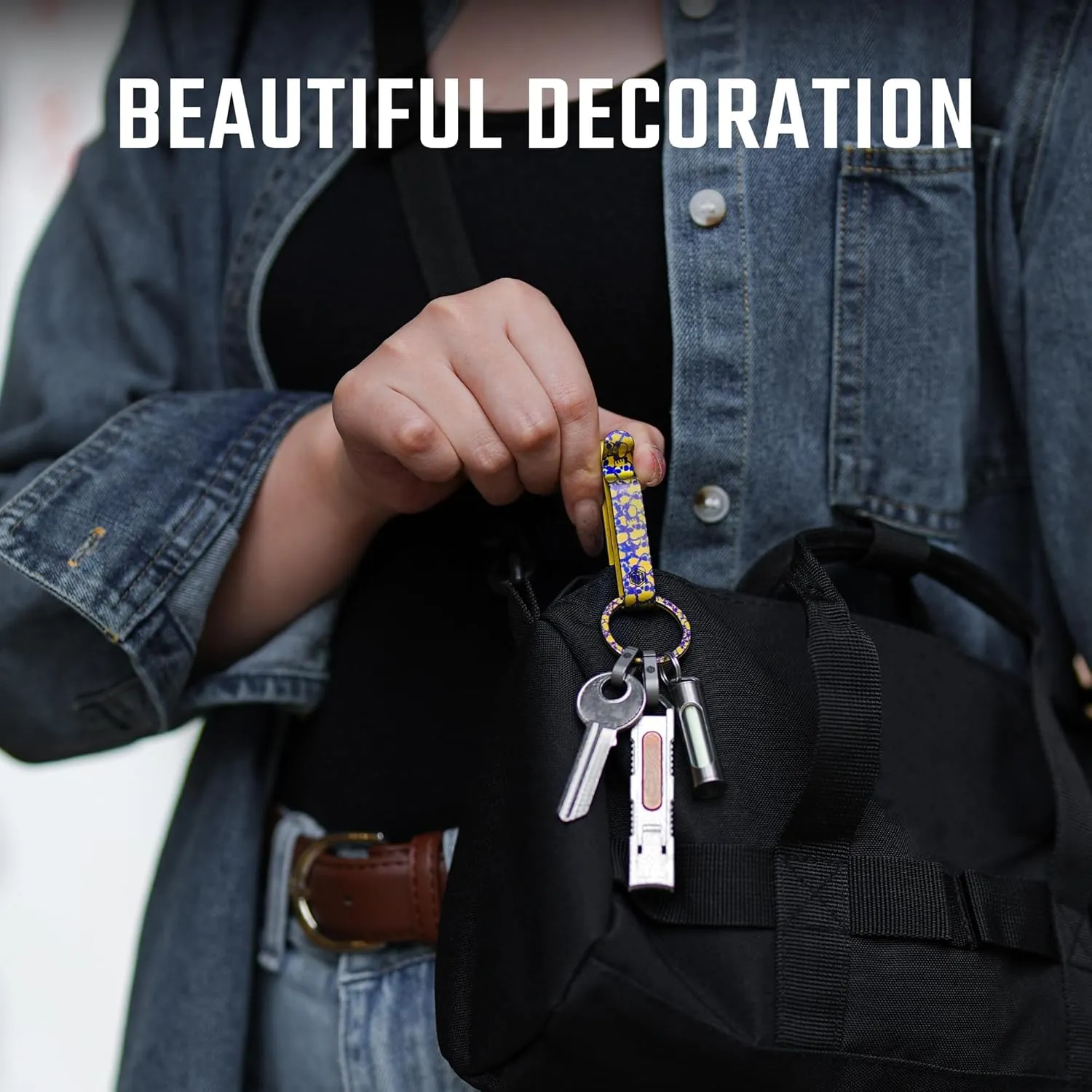 KeyUnity KM00 Titanium Belt Loop Keychain Clip Double Side Quick Release Key Holder with Detachable Key Ring