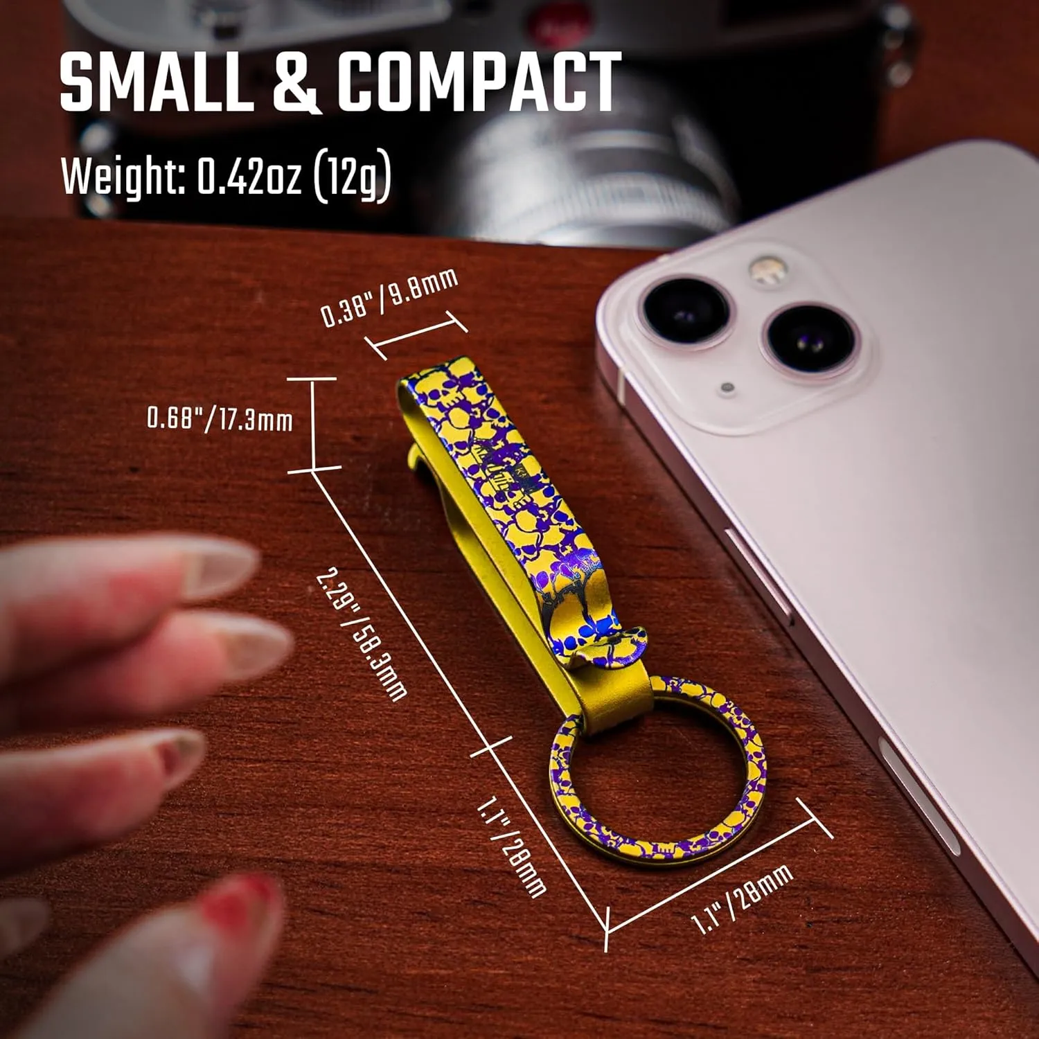 KeyUnity KM00 Titanium Belt Loop Keychain Clip Double Side Quick Release Key Holder with Detachable Key Ring