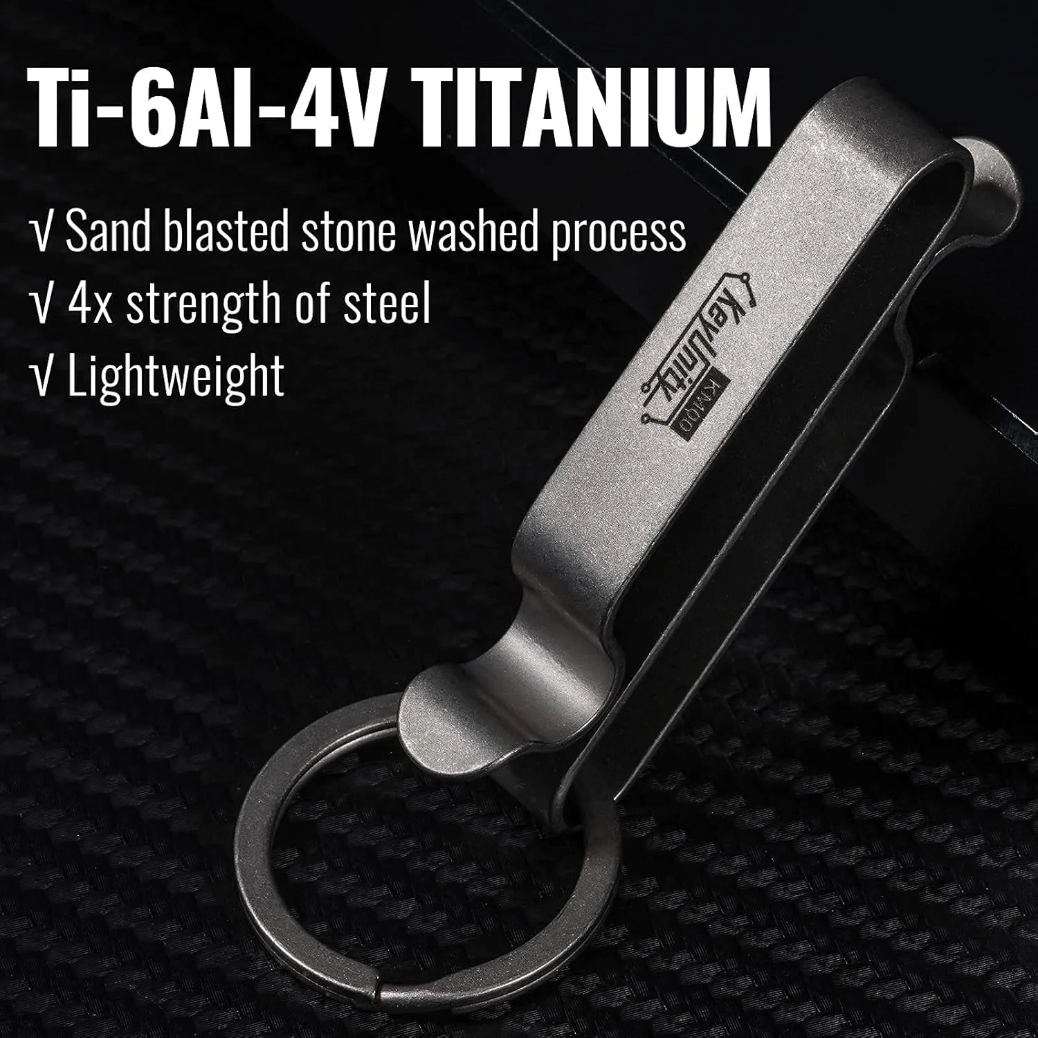 KeyUnity KM00 Titanium Belt Loop Keychain Clip Double Side Quick Release Key Holder with Detachable Key Ring