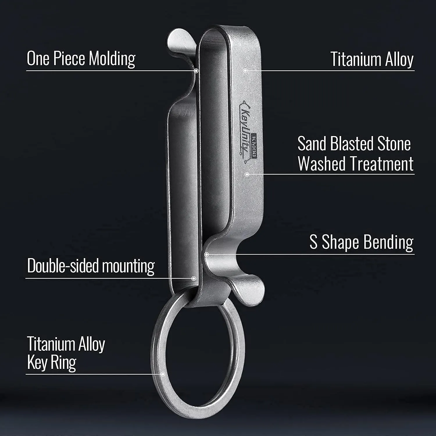 KeyUnity KM00 Titanium Belt Loop Keychain Clip Double Side Quick Release Key Holder with Detachable Key Ring