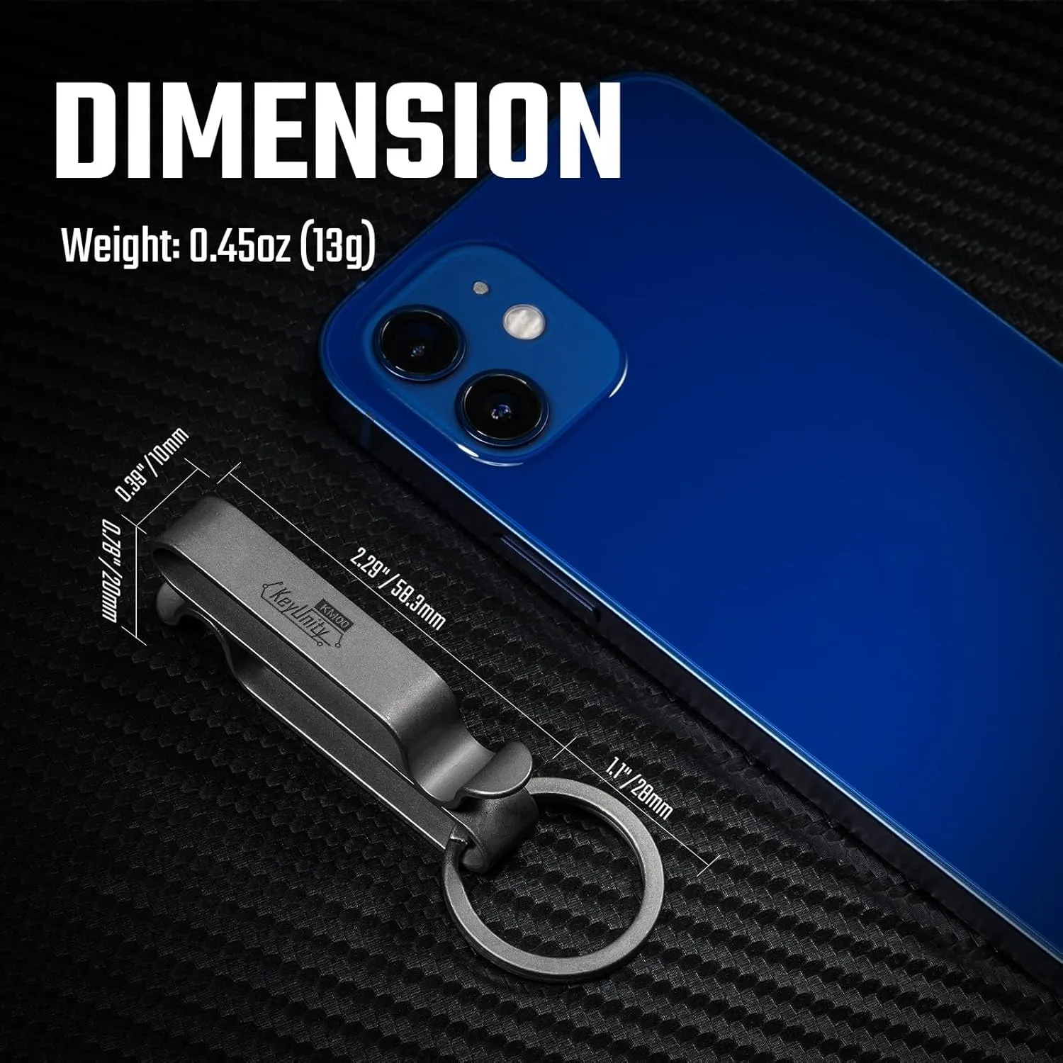 KeyUnity KM00 Titanium Belt Loop Keychain Clip Double Side Quick Release Key Holder with Detachable Key Ring