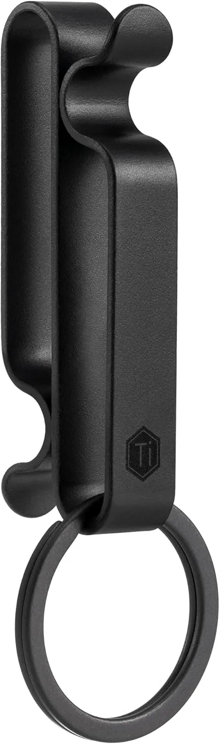KeyUnity KM00 Titanium Belt Loop Keychain Clip Double Side Quick Release Key Holder with Detachable Key Ring