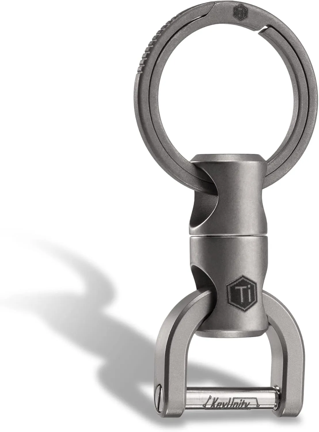 KeyUnity KM13 Swivel Keychain with D Ring Key Shackle, Titanium Rotatable Key Organizer
