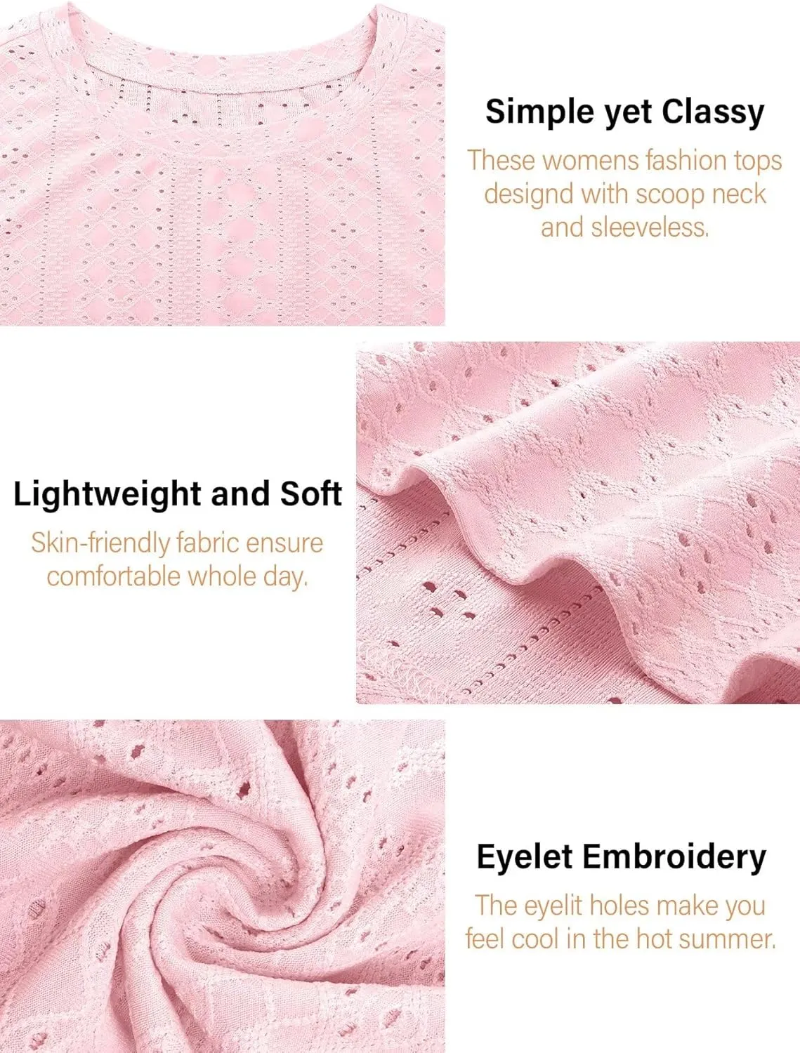KKJ Womens Tank Tops Eyelet Embroidery Crewneck Sleeveless Going Out Casual Summer Basic Loose Shirts 2025 Fashion Clothes