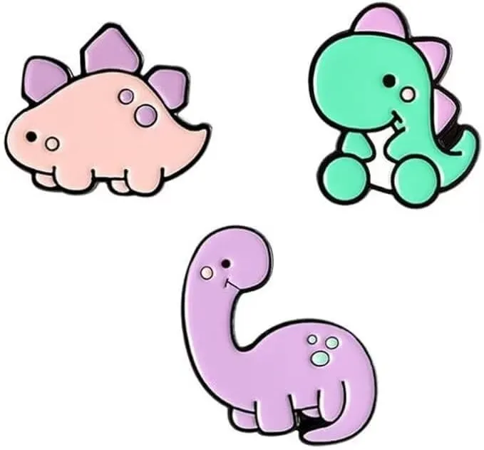 KLUFO 3pcs Cute Dinosaur Lapel Pins Enamel Badge Animal Enamel Pins Set Dinosaur Series Brooch Colour Lapel Pin Gift for Boys Kids Clothes Hat Backpacks Accessory, KLUFO-6481819879287