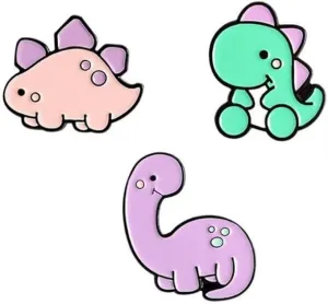 KLUFO 3pcs Cute Dinosaur Lapel Pins Enamel Badge Animal Enamel Pins Set Dinosaur Series Brooch Colour Lapel Pin Gift for Boys Kids Clothes Hat Backpacks Accessory, KLUFO-6481819879287