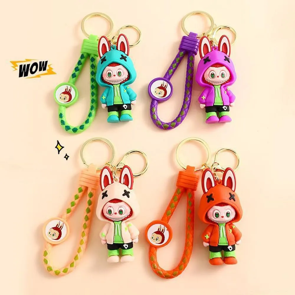 Labubu Keychain, Cute Labubu Doll Wristlet Accessories Kawaii Labubu Monsters Decoration Chain Bag Charm Gift for Women