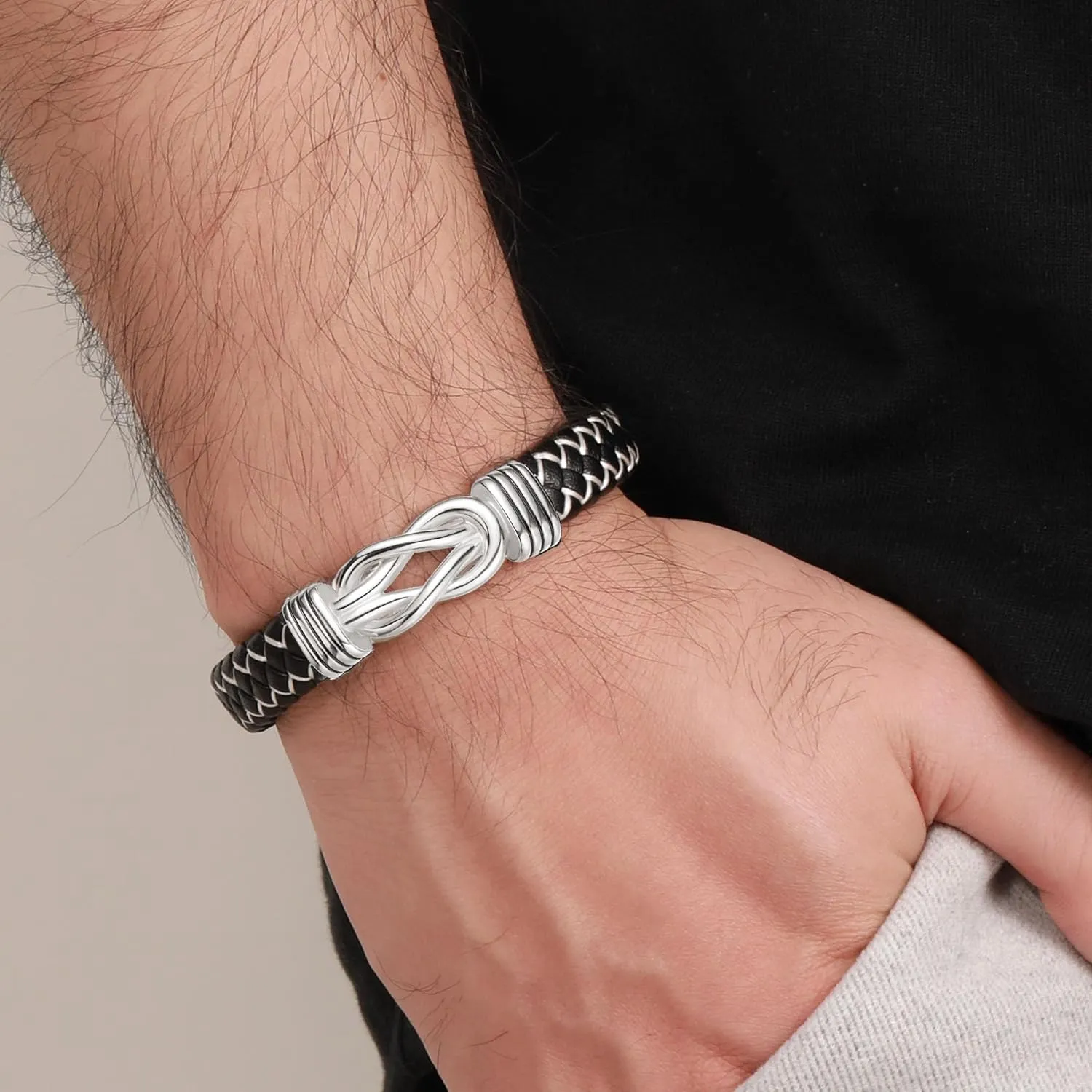 Leather Bracelets for Men - I Love You Infinity Cuff Bangle - Gifts for Him, Son, Grandson, Boyfriend - Christmas Stocking Stuffers for Teens, Dad - Birthday, Anniversary Jewelry