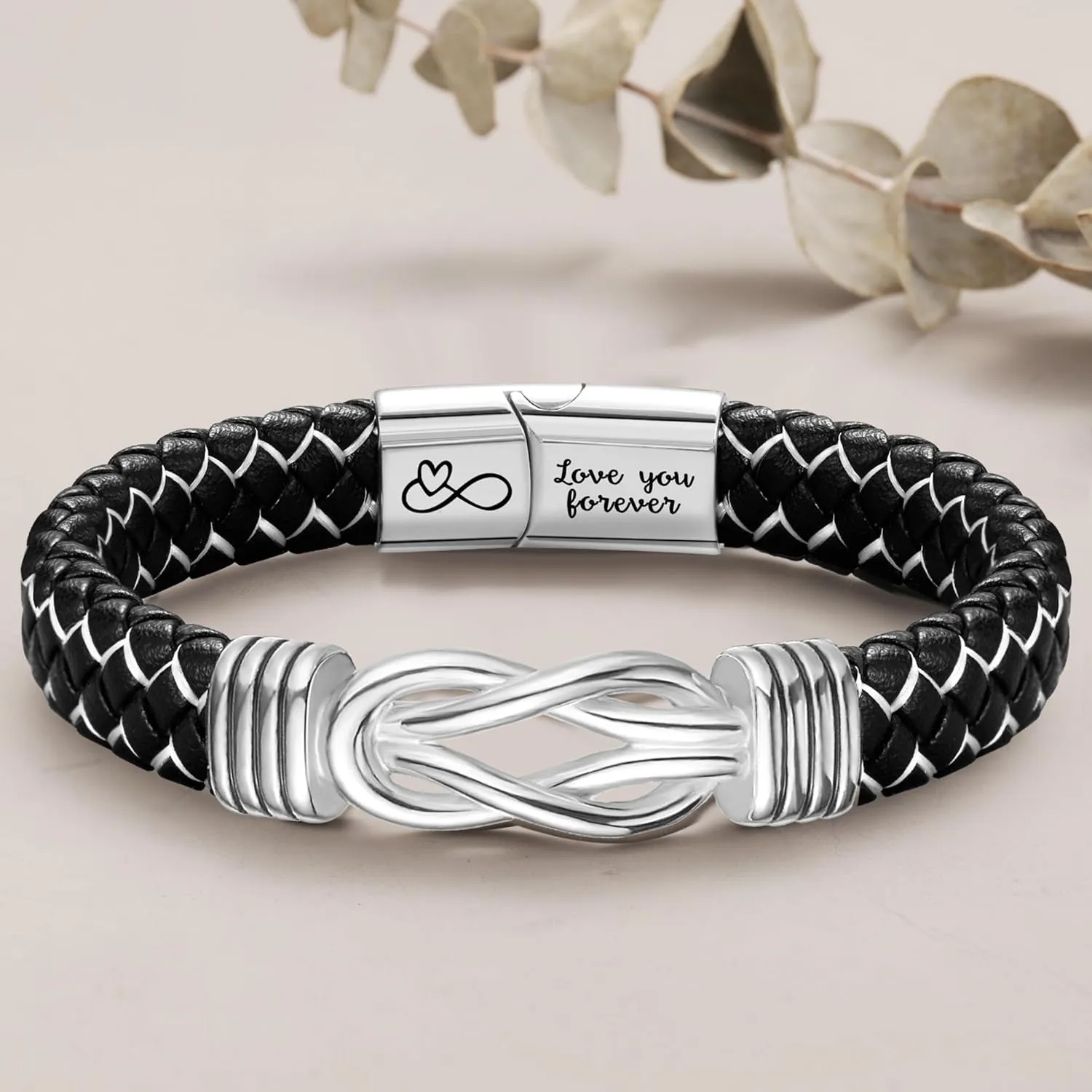Leather Bracelets for Men - I Love You Infinity Cuff Bangle - Gifts for Him, Son, Grandson, Boyfriend - Christmas Stocking Stuffers for Teens, Dad - Birthday, Anniversary Jewelry