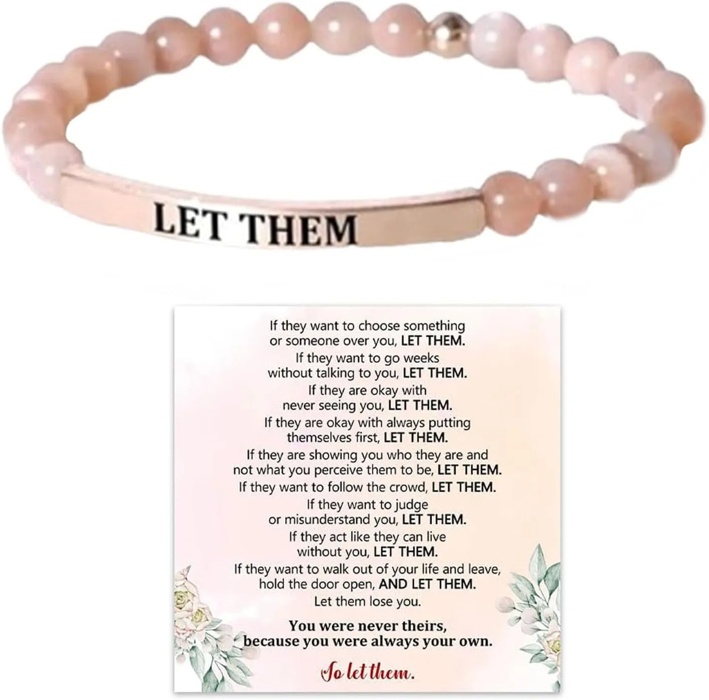 Let Them Bead Lettering Bracelet, Self Worth Motivational Stainless Steel Engraving Tube Bracelets Inspirational Chain Crystal Energy Friendship Bracelet Jewelry for Women