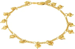 LIFETIME JEWELRY Womens Gold Anklet Dangling Hearts Ankle Bracelet for Teen Girls 24k Gold Plated