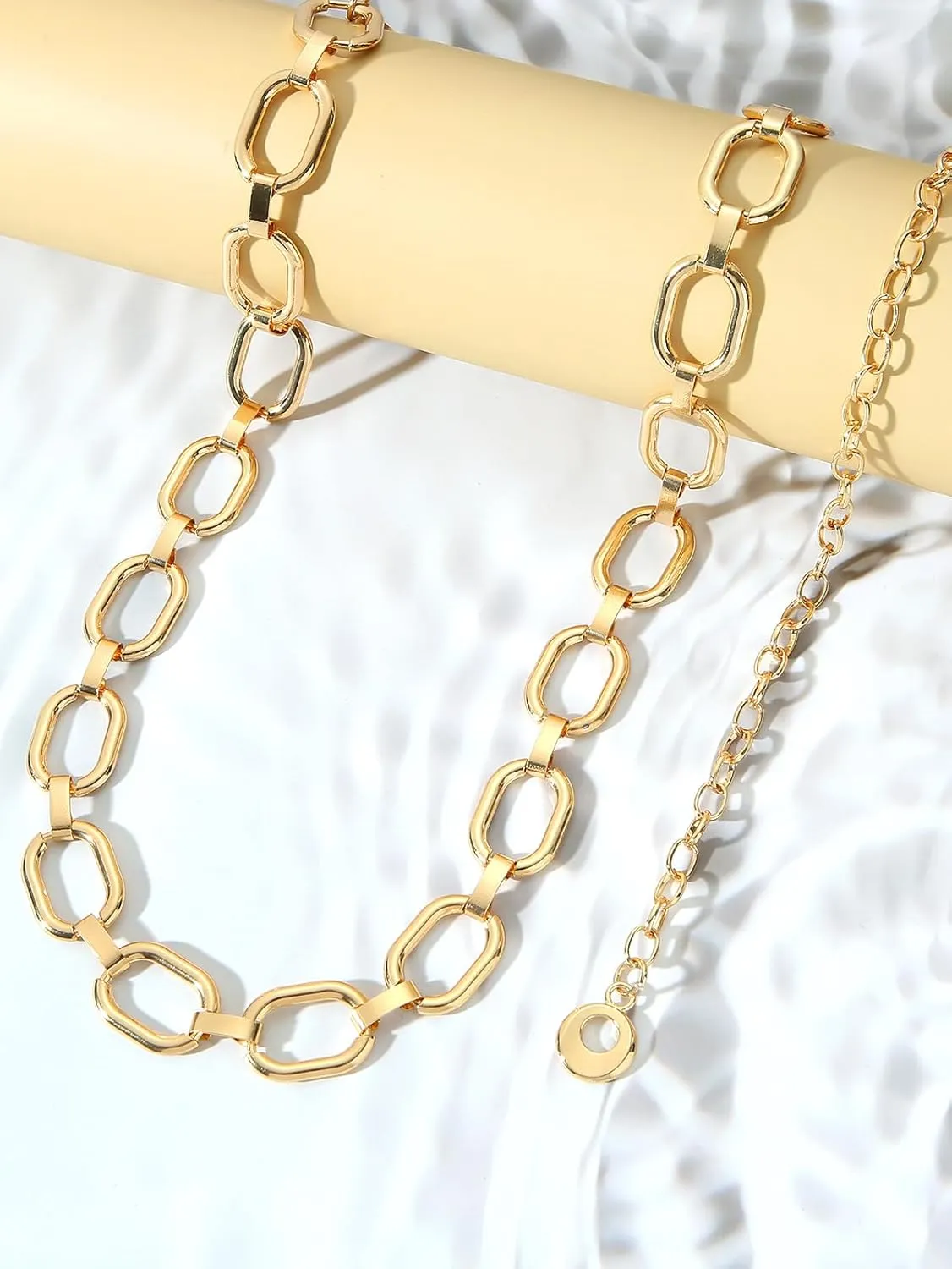 LIMHOO Metal Waist Chain for Women Chunky Belly Link Chain Belt for Dresses